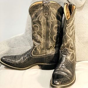 Laredo Black Exotic Leather Cowboy Boots Size